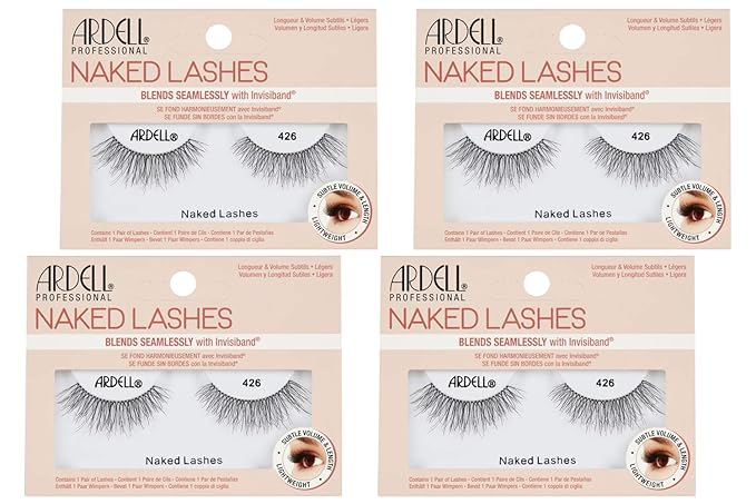 Ardell Naked Lashes Natural 426 with Invisiband - Lightweight, Natural False Eyelashes, Seamless Blend Strip Lashes, 4 Pairs