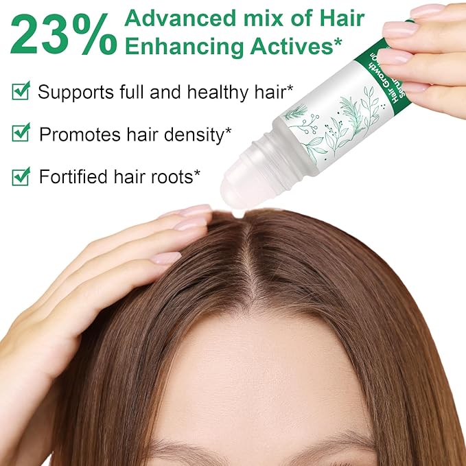 Rosemary Hair Growth Serum Roll On, Hair Thicker Serum with 3% Rosemary, 3% Redensyl & 2% Anagain, Scalp Serum, Reduces Hair Fall & Follicle Strengthener, Thicker, Fuller Hair, All Hair Types (1PCS)