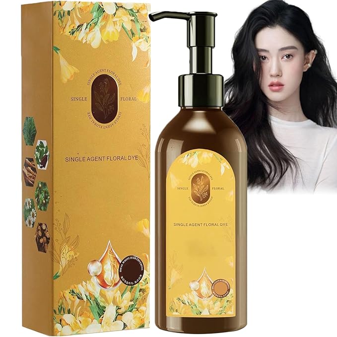 Nourishing Plant-Based Hair Color,Single Agent Floral Dye,Long Lasting Natural HairDye Shampoo,Plant Single Dose Floral Fragrance Dye,Plant Based HairDye for Gray Hair Coverage Women (Natural Black)