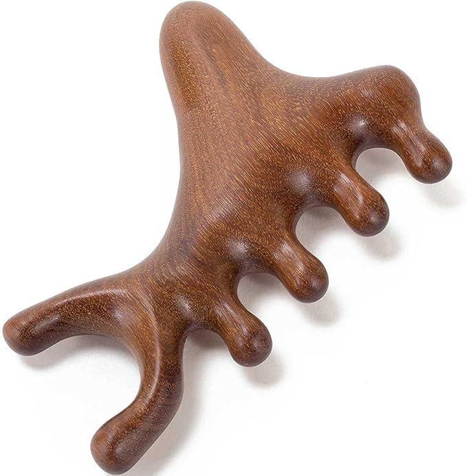 Wooden Scalp Massager for Scalp Gua sha, Massage Comb, Wooden Head Massager - Sandalwood