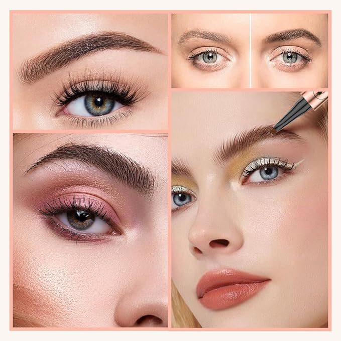 Microblading Eyebrow Pencil, 2025 Upgraded 3D Waterproof Eyebrow Pen, Fine Tip Long Lasting Brow Pen for Natural Brows, Eye Brow Pencils for Women (Gray)