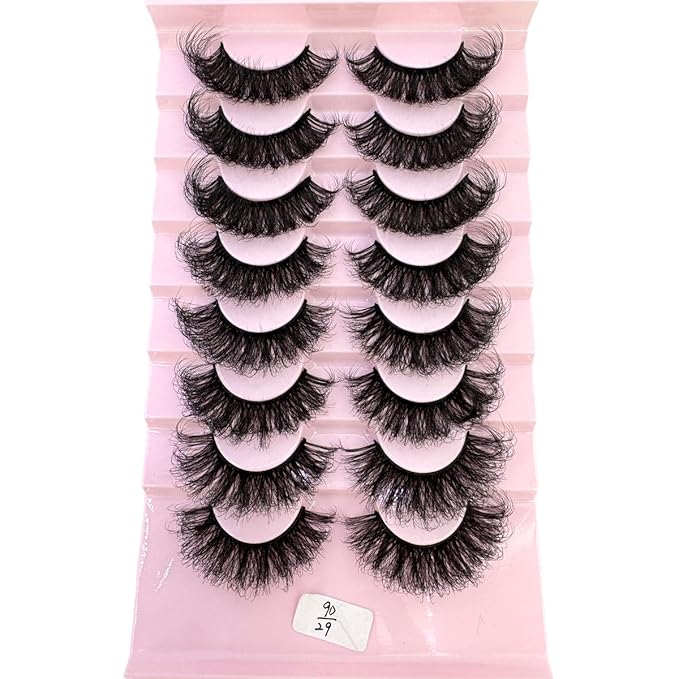 HBZGTLAD Mink Lashes Fluffy False Eyelashes 25mm Dramatic Faux Mink Eyelashes Natural Look Cat Eye Volume Eye Lashes Multipack (9D-29)