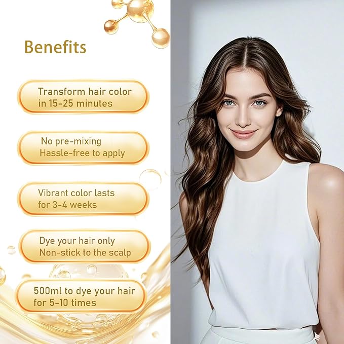 Coffee Hair Dye Shampoo, Hair Color Shampoo, Long Lasting Brown Hair Dye, Shampoo Para Pintar el Cabello, Brown Hair Shampoo, Easy to Use, Works in Minutes, 16.90 Fl Oz