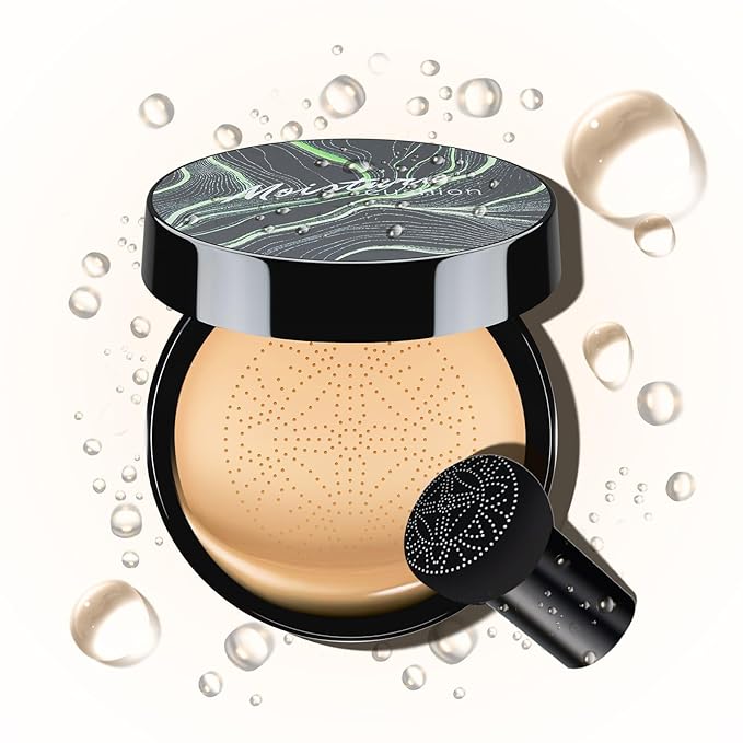 Mushroom Head Air Cushion CC Cream - BB Cream Foundation for Concealer Full Coverage Skin Moisturizing, Brighten Long - Lasting Even Color Correcting for All Skin Types (Buff Beige)