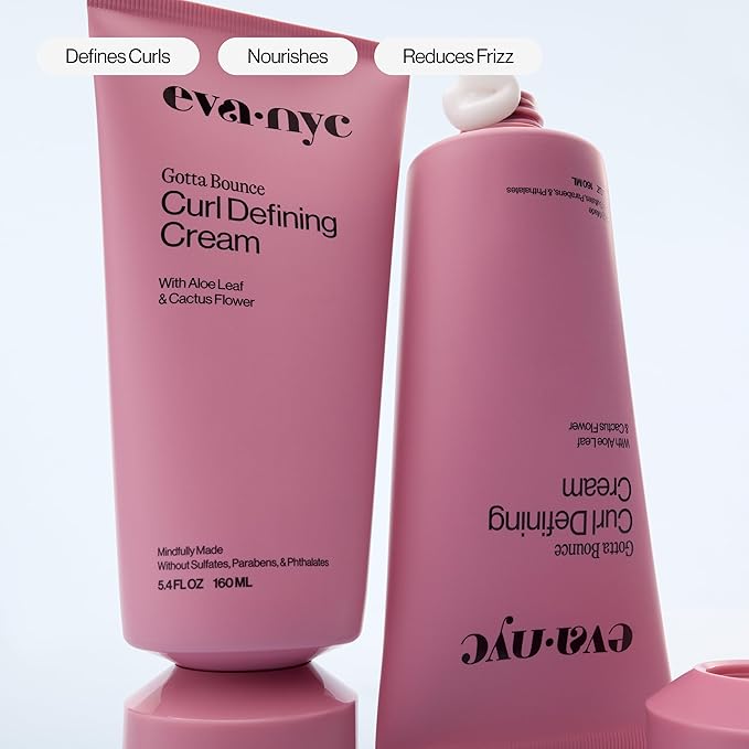 Eva NYC Curl Enhancing Styling Cream - Reduce Frizz + Hydrate with Aloe Leaf + Cactus Flower - Define Curl Pattern for Soft, Bouncy Hair - Sulfate + Paraben Free - Melon + Iris Scent - 5.4 fl oz