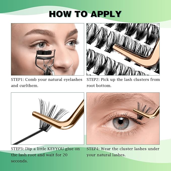 Lash Clusters 300Pcs Individual Lashes 40D 0.07D Curl 18mm Lash Extensions Clusters Lashes Soft&Natural False Eyelashes Individual DIY Eyelash Extension at Home(40D-0.07D,18mm)