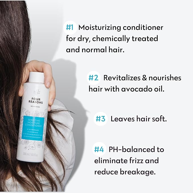 No nothing Sensitive Moisture Conditioner - Fragrance Free for Dry Hair - Hypoallergenic, Unscented Moisturizing Conditioner for Sensitive Scalp and Skin - Paraben Free, Vegan – 10.15 oz