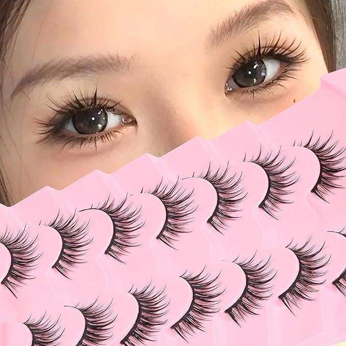 Veleasha Lashes Manga Eyelashes DIY Lash Spiky Lash Clusters Natural Look Eyelashes with Multiple Wear Ways Soft Cotton Band Lashes Wispy 7 Pairs Pack (Sugar)