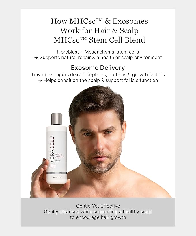 Fortifying Conditioner - Deep Conditioner for Women & Men with Human Stem Cell Extract - Strengthens, Detangles & Adds Shine for Thinning or Fine Hair - Safe for Color-Treated Hair - 8 oz