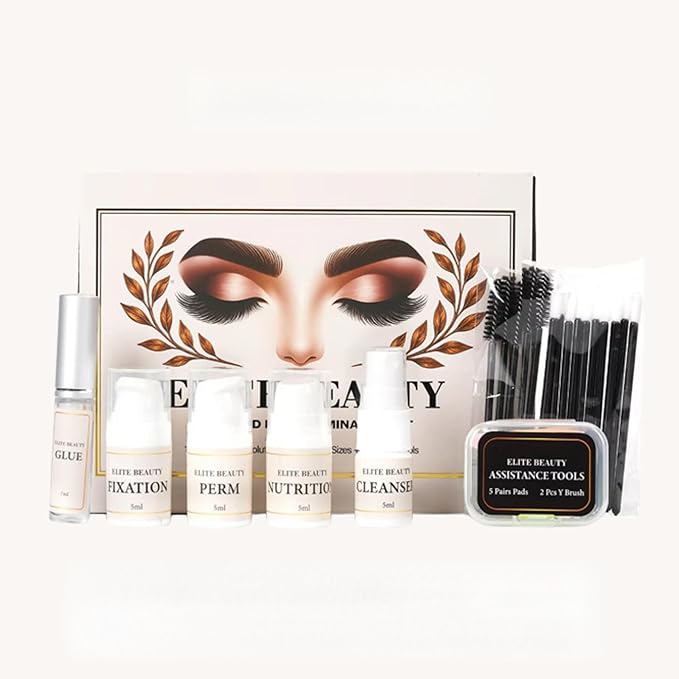 Elite Beauty Lash Lift & Brow Lamination Kit – Professional 4-Step Formula with Tools – Long-Lasting Lash Curl Up to 6–8 Weeks – Vegan, Sensitive, Home & Salon Use
