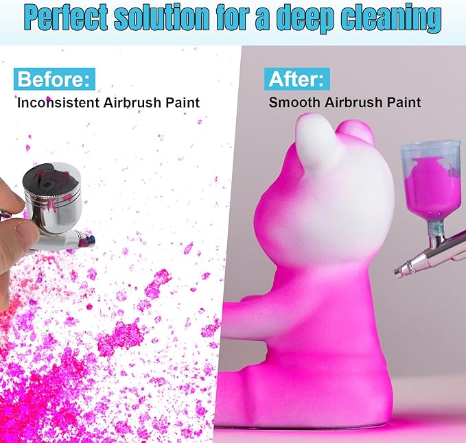 FansArriche Airbrush Cleaner, 16.91 Oz Air Brush Cleaning Solution for Water-Based Acrylic Color Paints, Quickly Clean Clogged Airbrushes, Paint Brushes, Art Tools