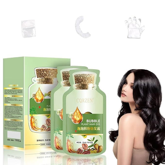 HUANG YI Bubble Plant Hair Dye Natural,New Botanical Bubble Hair Dye 15ml 15Packs/Box.(Natural Black)