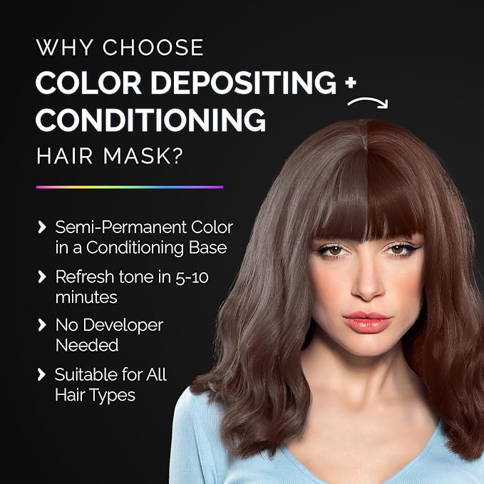 Herbishh Koloret Keratin Color Depositing Hair Mask – 2-in-1 Deep Conditioner for Vibrant Refreshed Hair, Ideal for Dry Damaged Hair, Salon-Worthy Shine at Home, All Hair Types, Chocolate, 3.5 fl.oz