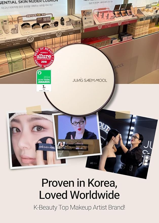 JUNG SAEM MOOL [ SPF ] Essential Skin Nuder Cushion (25 Bronze) | Refill Not Included (0.49 Fl Oz) | SPF50 Broad Spectrum | Natural Finish | Makeup Artist Brand