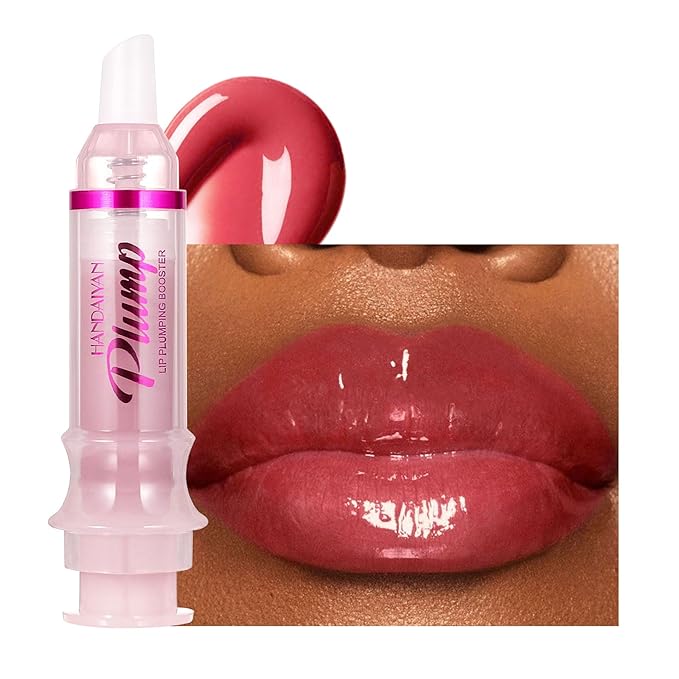Plumping Lip Oil with Fresh Ginger Extract - Instant Fuller Lips, Ultra-Hydrating & Nourishing Glossy Lip Glow Oil, Lip Plumping Booster for Smooth, Defined Lips (#02 GIRLY SWIRLY, 1)