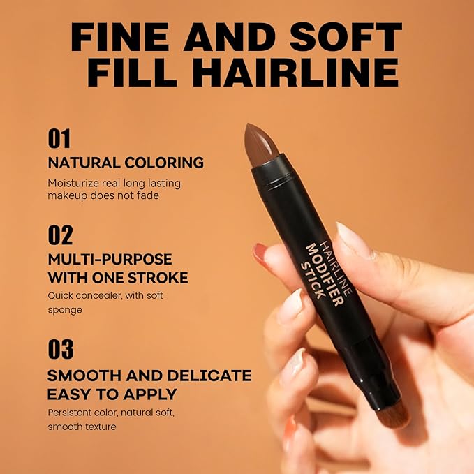 Root Touch Up Stick, Black Brown Temporary Hair Color Pen with Brush, Long Lasting & Washable Hair Dye Pen, Hairline Stick for Thinning and Gray Hair Coverage Touch Up, Hair Concealer for Men & Women