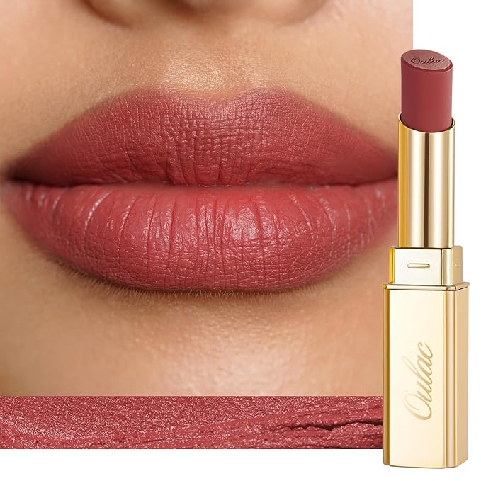 Oulac Red Matte Lipsticks for Women, Silky Velvet Matte Lipstick, Soft Smooth Texture, High Impact Lip Color, Not Dry Lightweight Formula Infused with Vitamin E, Vegan&Cruelty Free RM01