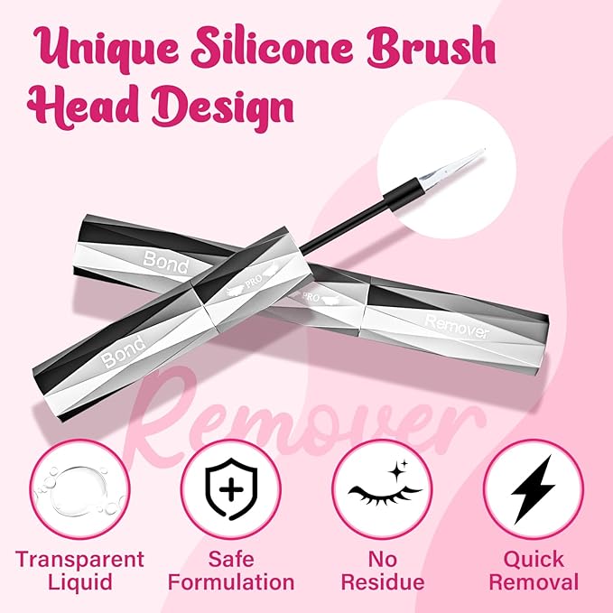 Lash Bond and Remover with Lash Tweezers 2 in 1 Cluster Lash Glue and Lash Remover for Lash Clusters Individual Lash Glue Super Strong Hold Long Time Fast Remove No Residue (Bond+Remover+Tweezers)