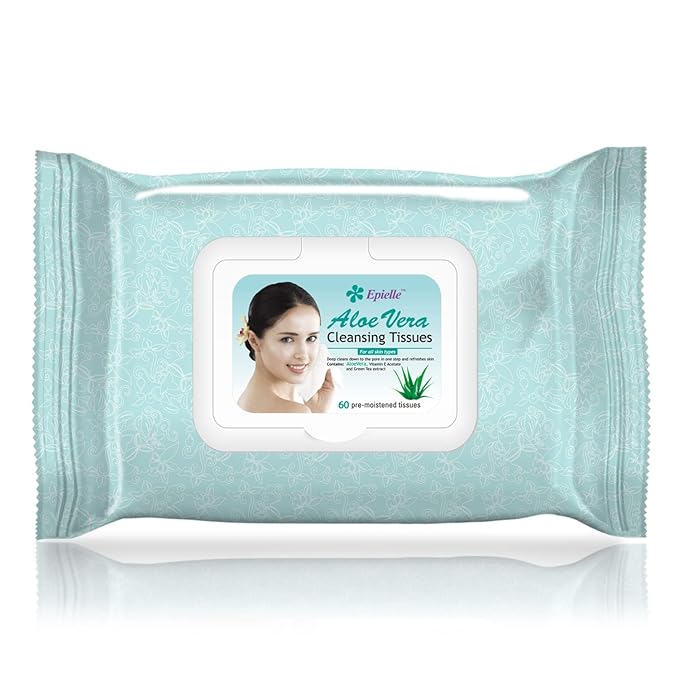 Epielle Makeup Remover Wipes, Remove Waterproof Mascara, Gentle Daily Facial Cleanser Towelettes with Collagen, Cucumber & Argan Oil, Stocking Stuffers, Thanksgiving Essentials, 60 Count (Pack of 4)