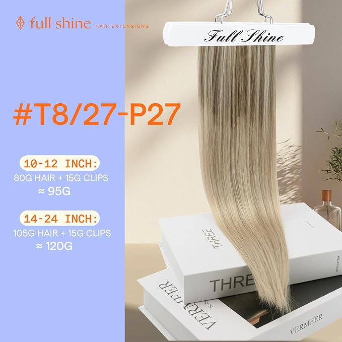 Full Shine Clip in Extensions for Women 16 Inch Teddy Bear Blonde Balayage Seamless Clip in Hair Extensions Human Hair Blonde 120 G 7 Pcs