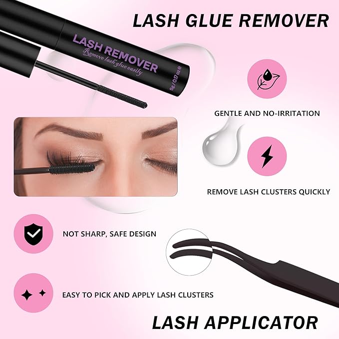 GAQQI Lash Clusters Kit, DIY Lash Extension Kit 120PCS Cluster Lashes C Curl, Wispy Eyelash Clusters 10-16MM with Lash Bond and Seal,Lash Remover and Lash Applicator (GQ19-KIT)