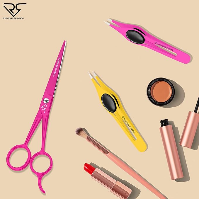 Professional Eyebrow Tweezers Pointed Tip Stainless Steel 2,3xPcs Set, Non-Slip Grip Point Tip Tweezers for Facial Hair, Plucking Removing Ingrown Hairs, Tweezer for Women Men