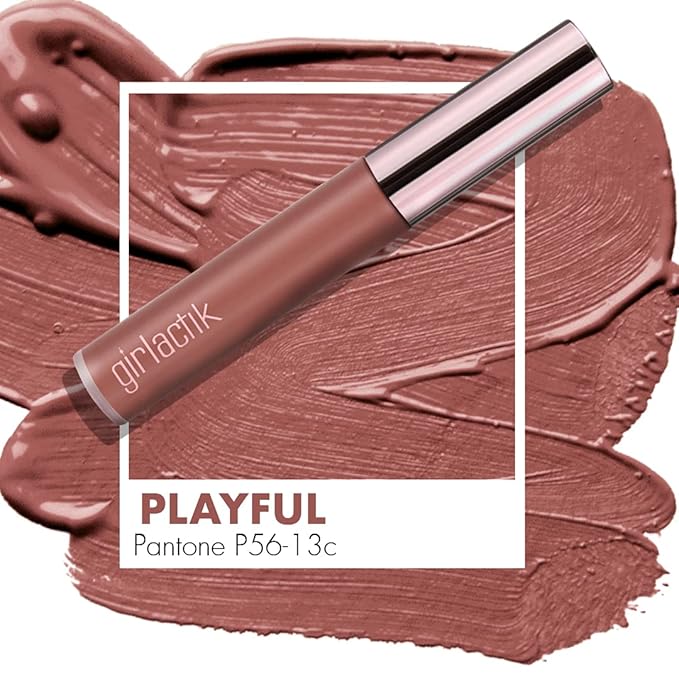 Girlactik Long Lasting Matte Lip Paint Liquid Lipstick in Allure- Long wearing, Smooth Application, Pigmented, Non-Crack Formula, Lightweight, 7.5 ml / .25 oz, (Playful)