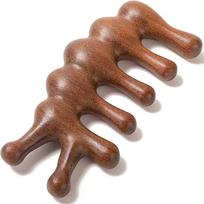 Wooden Scalp Massager for Scalp Gua sha, Massage Comb, Wooden Head Massager - Sandalwood