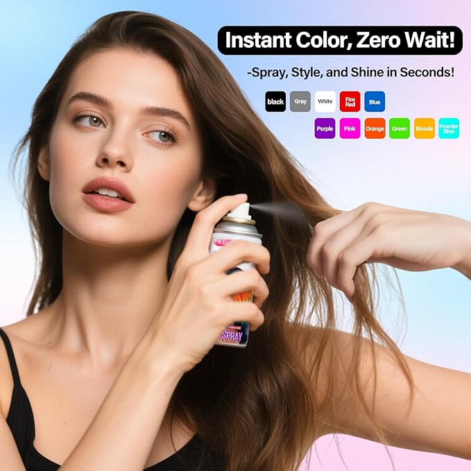 Temporary Hair Color Spray For Kids Women Men, Washable Hair Color Wax Dye For Cosplay Party DIY, Christmas Party, Halloween Crazy Hair Day (Purple, 4.06 oz)