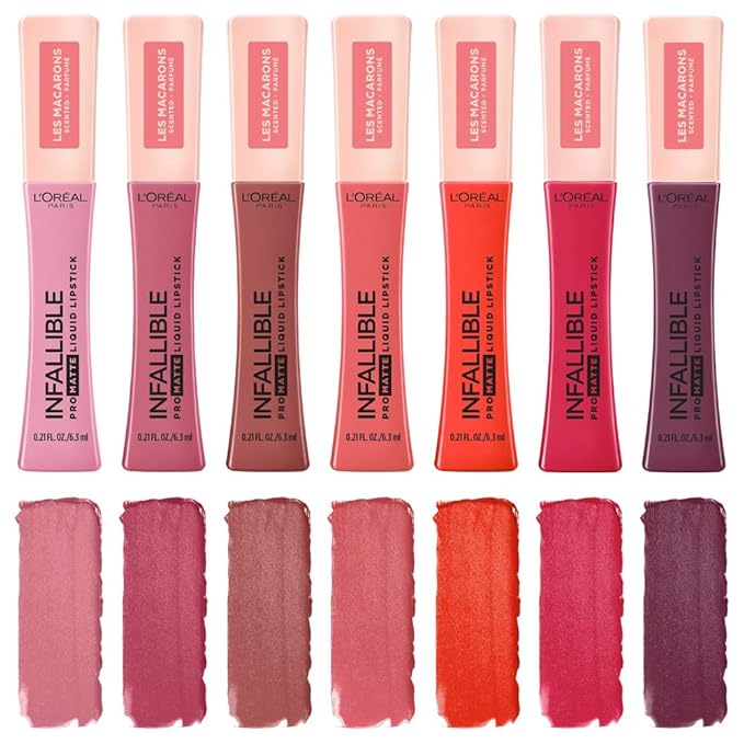 L'Oreal Paris Makeup Infallible Pro Matte Les Macarons Scented Matte Liquid Lipstick, Highly Pigmented, Longwear, Waterproof and Smudge Proof, Framboise Frenzy, 0.21 fl; oz.