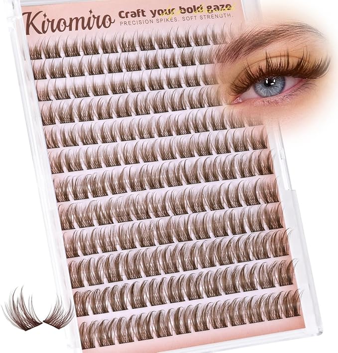 Brown Lash Clusters Wispy Eyelash Clusters 10-16mm Cluster Eyelash Extensions DIY Natural Lash Clusters with Spikes Individual Lash Extension 144pcs Cluster Lashes by Kiromiro