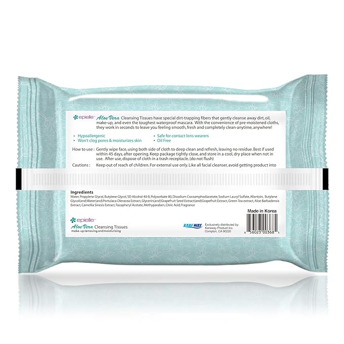 Epielle Makeup Remover Wipes, Remove Waterproof Mascara, Gentle Daily Facial Cleanser Towelettes with Collagen, Cucumber & Argan Oil, Stocking Stuffers, Thanksgiving Essentials, 60 Count (Pack of 4)