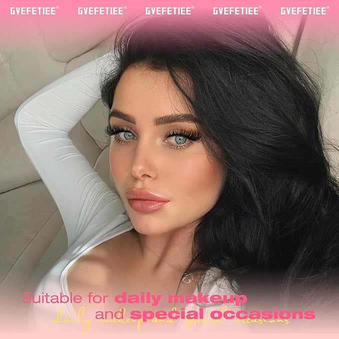 False Eyelashes Fox Eye 8 Pairs Pack 40D Natural Look Fluffy Wispy Cat Eye Lashes Soft Faux Mink Lashes Lightweight D-Curl Clear Band Eyealshes by GVEFETIEE