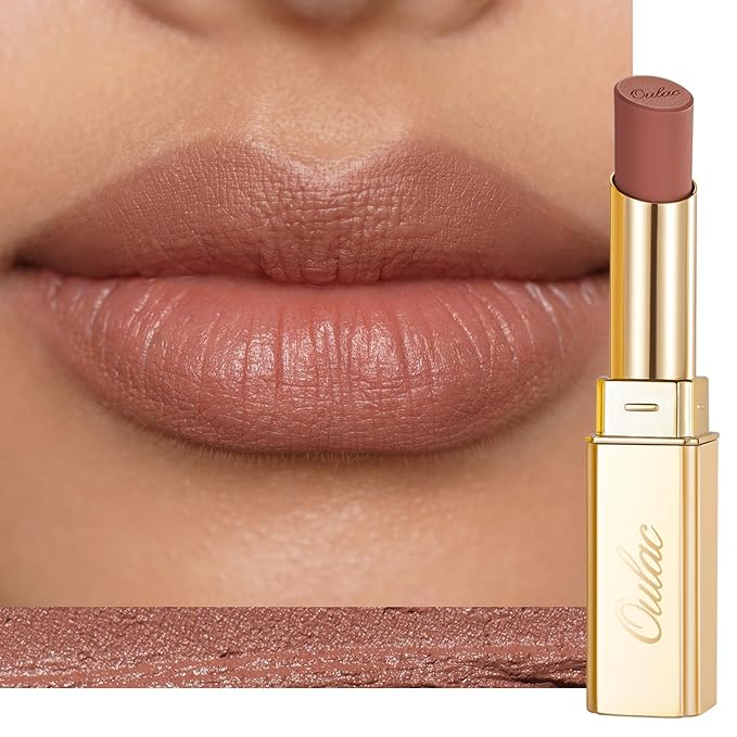Oulac Pink Nude Matte Lipsticks for Women, Brown Tone Silky Velvet Matte Lipstick, Soft Smooth Texture, High Impact Lip Color, Not Dry Lightweight, Infused with Vitamin E, Vegan&Cruelty Free RM04