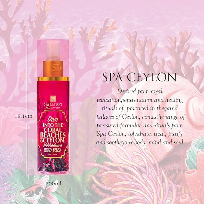 SPA CEYLON Hikkaduwa Body Spray for Women | Refreshing Summer Fragrance Spray | Fruity Scent | Watermelon Pineapple Guave | 200ml