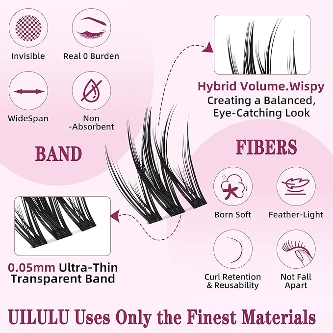 Lash Clusters for DIY Lash Extension at Home, Natural Wispy Individual Clusters Lashes False Eyelashes 140 Count 0.07D 8-18MM Mix D Curl Eye Lash Extensions (U21 Lash 8-18MM)