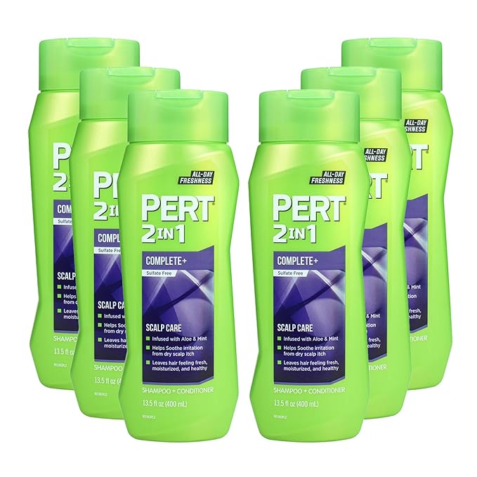 PERT 2 in 1 Complete Plus Scalp Care Shampoo and Conditioner - Itchy Scalp Treatment - Sulfate Free Shampoo and Conditioner for Healthy Hair - 6 pc