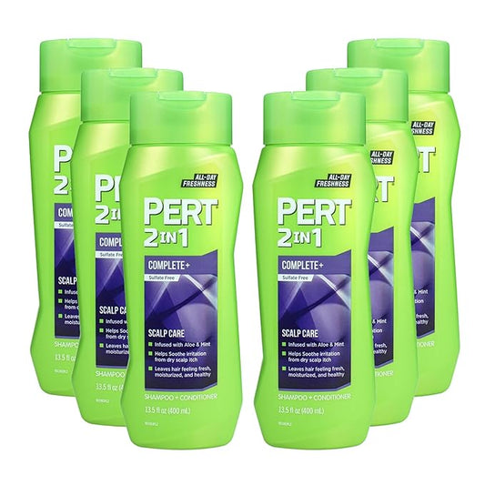 PERT 2 in 1 Complete Plus Scalp Care Shampoo and Conditioner - Itchy Scalp Treatment - Sulfate Free Shampoo and Conditioner for Healthy Hair - 6 pc