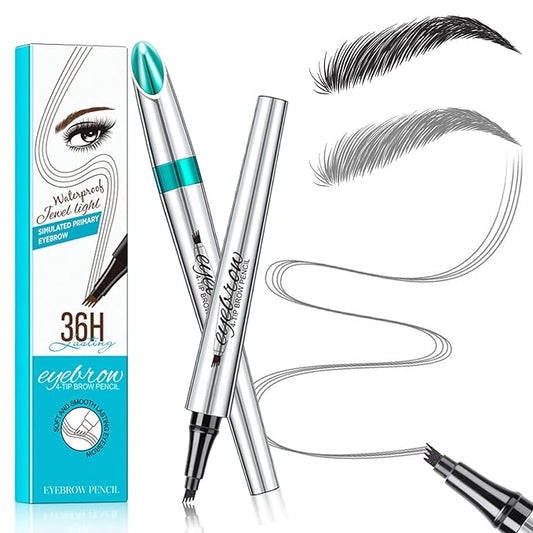 Microblading Eyebrow Pencil, Eyebrow Pen with an Upgrade Micro-Fork Tip Applicator, Waterproof Long-Lasting Microblading Brow Pen, Brow Pencil for Natural Looking Brows Makeup, Gray, 1Pcs