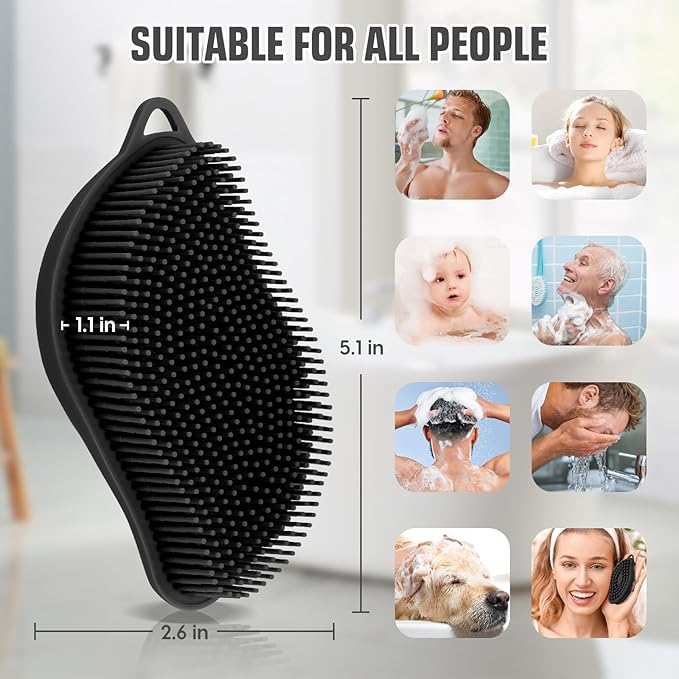 Silicone Loofah -2pc Exfoliating Body Scrubber, Soft Dual-Sided Silicone loofa for Body Clean and Massage, Gentle Bath Brush Lathers Well for All Kinds of Skin
