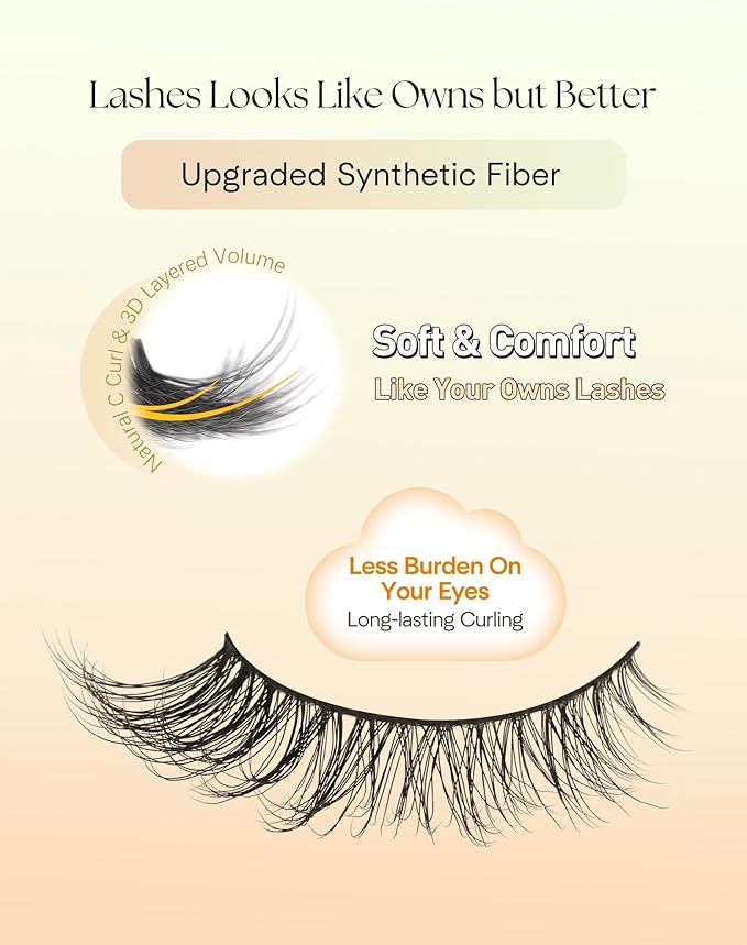 Lashes Cat Eye 15MM Wispy Eyelashes Natural Lash Strips with 0.1MM Thin Band C Curl False Lashes Pack Cat Eyelashes 3D Volume ChirpyLuna Natural Eyelash Pack, 7 Pair