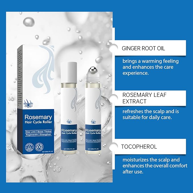 Rosemary Hair Growth Serum - 2Packs Roll-On Hair Growth Serum with Redensyl & Anagain, Suitable for All Women's Hair Types(30ml)