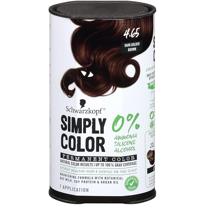 Schwarzkopf Simply Color Permanent Hair Color, 4.65 Dark Golden Brown