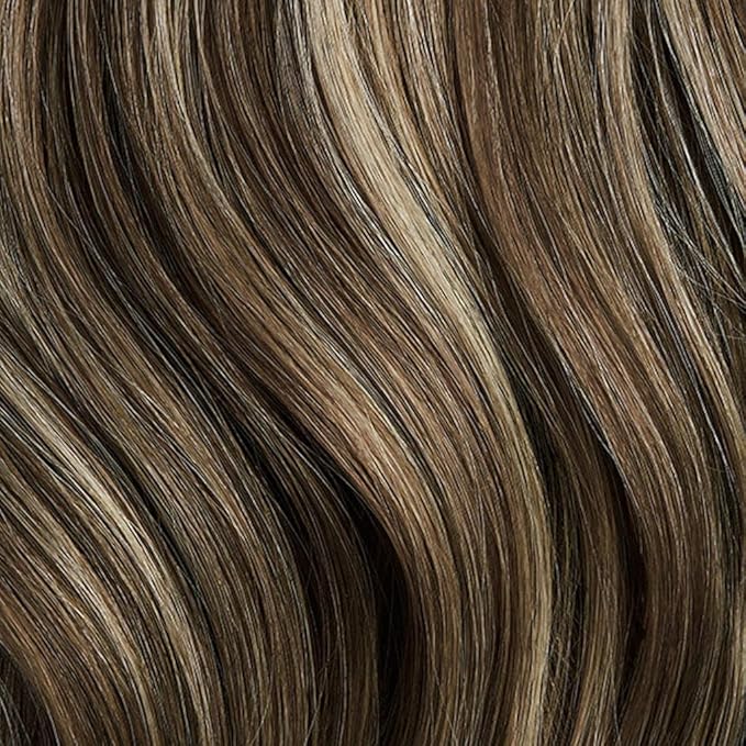 Luxy 100% Remy Human Hair - Seamless Clip-In Hair Extensions - Multi-Dimensional Color for Natural Blending, Adds Volume & Length 240 grams 24" Ash Brown Highlights