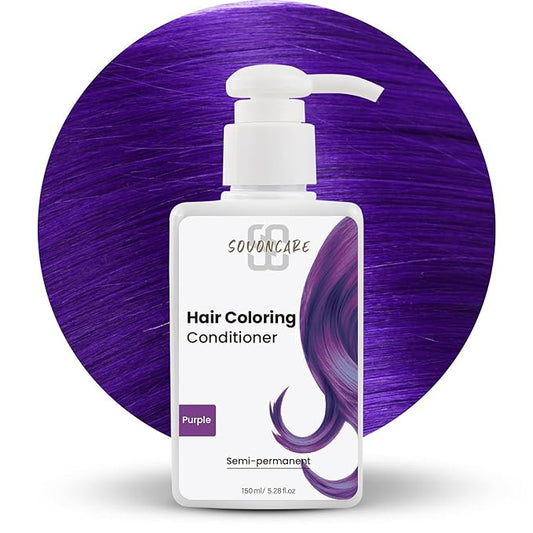 SOVONCARE Purple Semi Permanent Hair Depositing Conditioner - Tints Colored Hair in 10 Mins, 5.28 OZ, Cruelty-Free