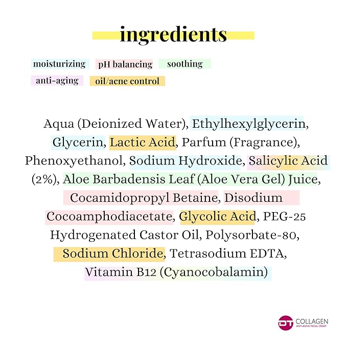 DT Collagen Exfoliating Cleanser with Vitamin B12 – 4oz Deep Cleansing, Acne & Blackhead Treatment, Hydrating & Rejuvenating, Suitable for All Skin Types