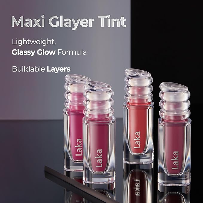 Laka Maxi Glayer Tint 3.8g/0.13oz., Glass Layer of Gloss, Ultra Glow & Vivid Layerable Pigments, High Shine Lip Oil, K-Beauty (#605 Skin)