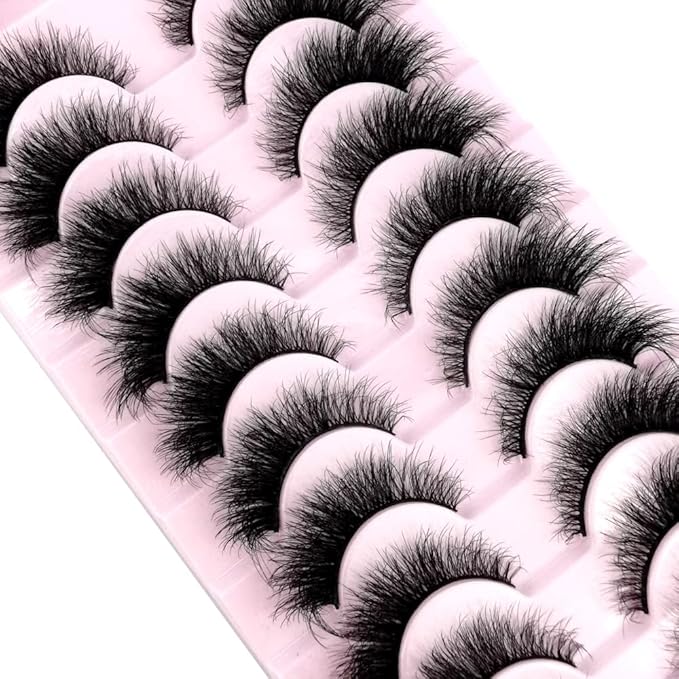 HBZGTLAD New 10 Pairs 3D Mink Lashes False Eyelashes Handmade Wispy Fluffy Long Lashes Natural Eye Makeup Tools Eye Lashes(6DF04)