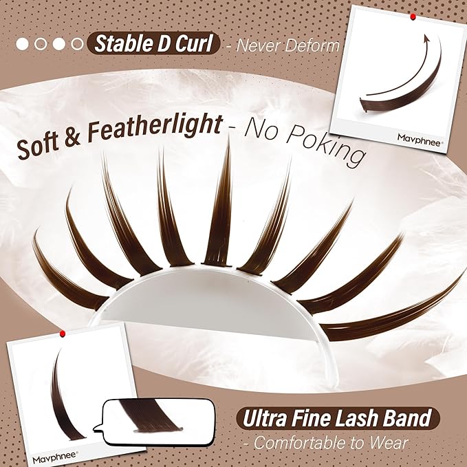 Lash Spikes Brown Eyelash Individuals Manga Lash Clusters Spiky Eyelash Extensions 13-21MM Long Cluster Lash Pack D-Curly Fairy Individual Lashes 180Pcs Anime DIY Lash Extensions
