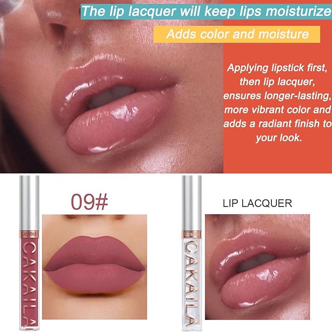 6 Pcs Liquid Lipsticks Set Matte Rich Red Colors Lipstick with Waterproof and Long-Lasting Soft Lip Gloss for Women and Gift (6 Pcs-A)